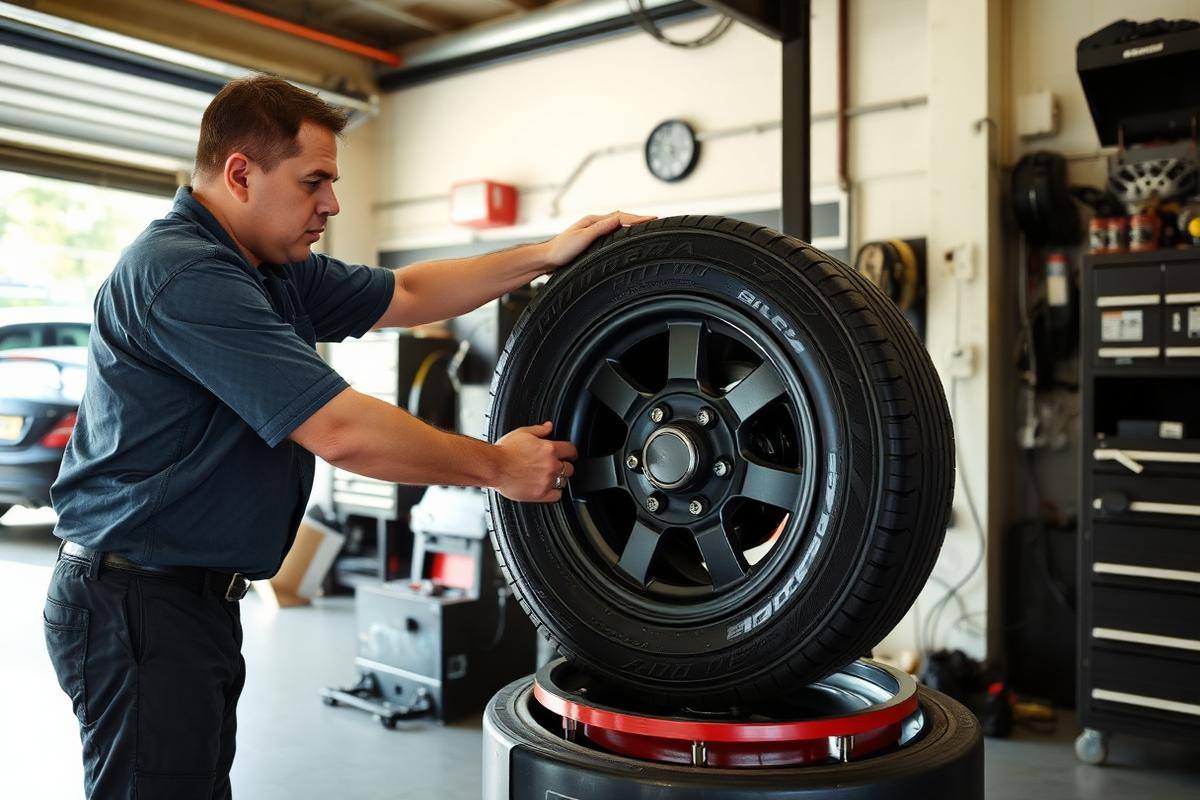 Abby's Tires team preparing wholesale tire inventory